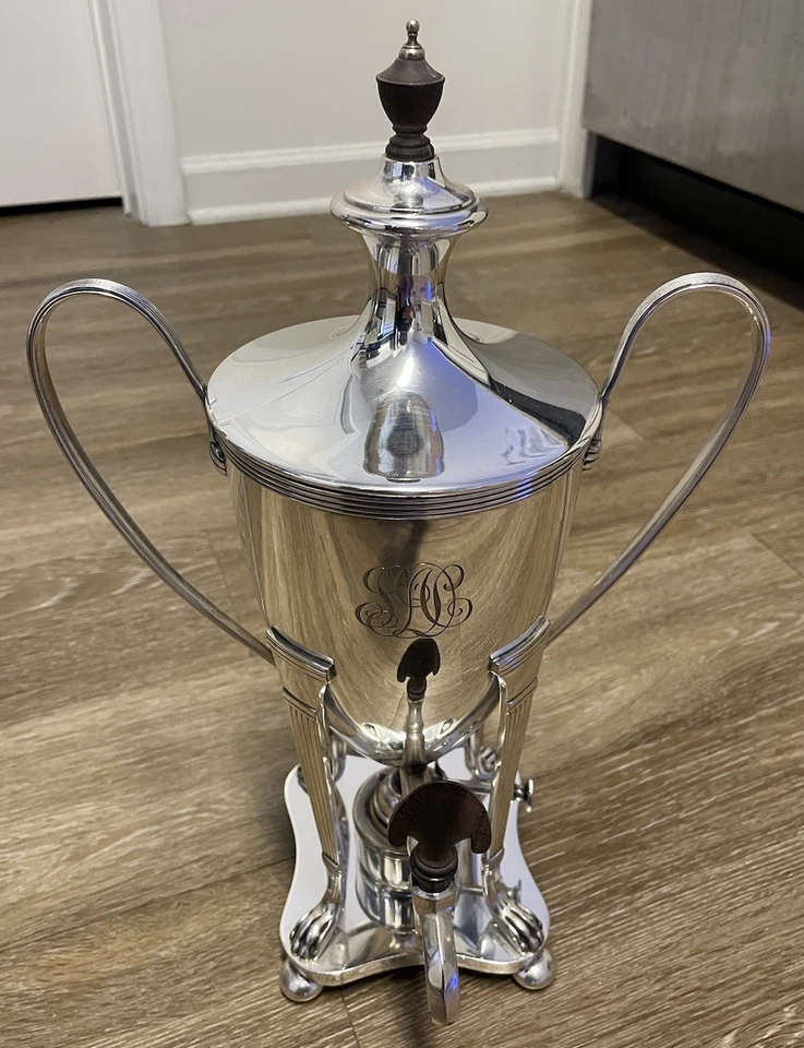 ANTIQUE 1800'S BLACK STARR & FROST SILVERPLATE MONOGRAM SAMOVAR COFFEE URN - Image 1 of 4