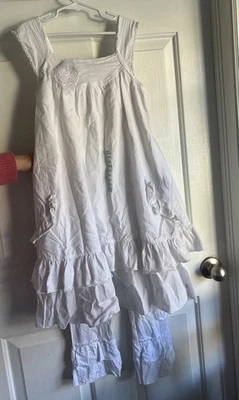 Naartjie Girls Lawn Layered White Dress And Pants Set Beach Portraits NWT - Image 1 of 4