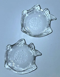 Fish Butter Pats 2 Clear Glass Trinket Ring Dish Tea Bag 3 1/4” - Picture 1 of 5