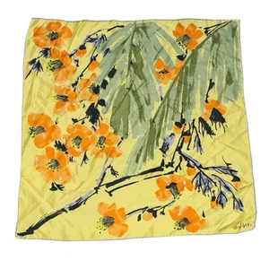 Vtg Vera Neumann Lady Bug Silk Scarf 25” Square Yellow Floral Tree Branch - Picture 1 of 3