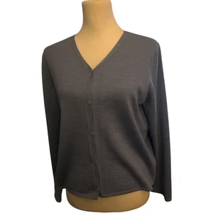 Eileen Fisher 100% Merino Wool Cardigan, Cornflower Blue, Size Large Petite - Picture 1 of 5