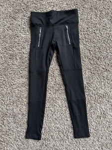 Justice Active Tech black zipper pocket leggings, girls size 8 - Picture 1 of 4