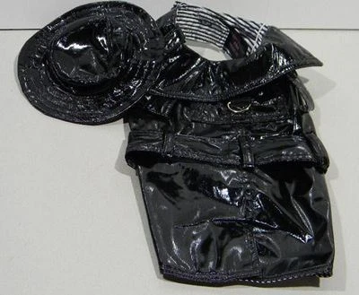 Dog Rain Jacket with Hat Black Striped Lining Size M - Image 1 of 3