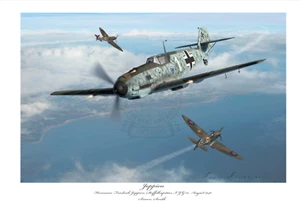 BATTLE OF BRITAIN FIGHTER ACE JOPPIEN- BF109E JG51 LIMITED EDITION SIGNED PRINT - Picture 1 of 4