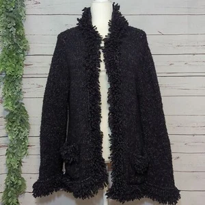 Vintage Y2K Nine West Open Cardigan Sweater Penny Lane Shaggy Retro Confetti XL - Imagen 1 de 15