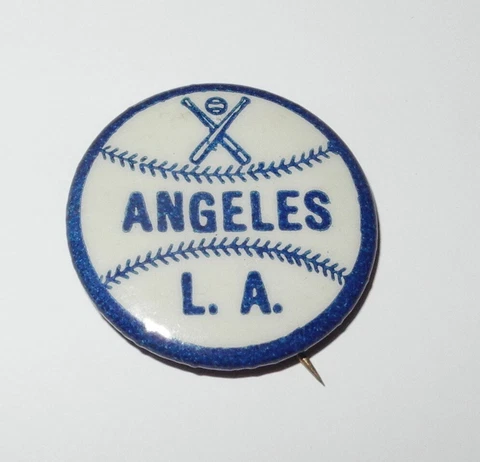 1960's Baseball Los Angeles Angels Crossed Bats Souvenir Stadium Pin Coin Button Cover