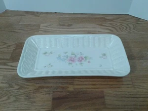 Pfaltzgraff TEA ROSE 12 7/16" Rectangle Basket Weave Serving Dish / Relish Tray - Picture 1 of 8