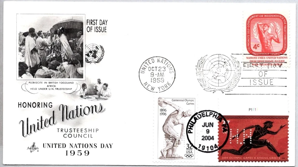 UNITED NATIONS DAY #3863 ATHENS GREECE OLYMPIC GAMES NAKANO PERFINS ARTMASTER Foto 1 de 1