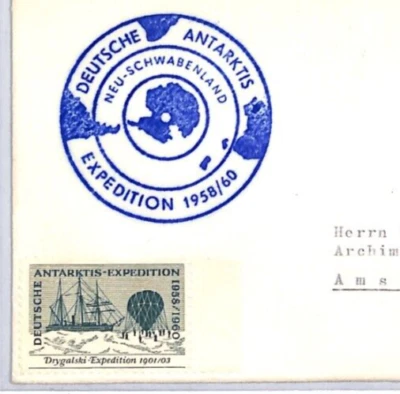 GERMANY ANTARCTIC EXPEDITION Label Cover 1958-1960 Neu Schwabenland Cachet YW187 - Image 1 of 4