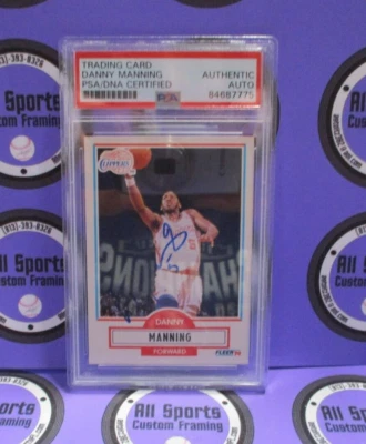 Tarjeta de baloncesto Fleer 1990 autografiada por Danny Manning Clippers #87 losa PSA Foto 1 de 4