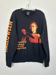 Michael Myers Halloween Sweatshirt Black Orange John Carpenter Sweater Men Large - Picture 1 of 8