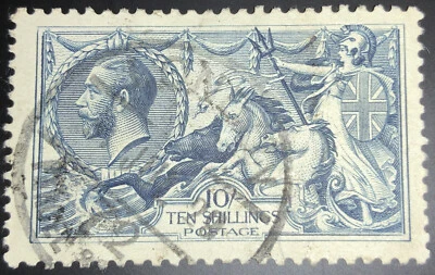 GB GV 1919 Bradbury Seahorse Sg 417, 10/- Dull Grey Blue,  Fine Used CV £175.00 - Image 1 of 2