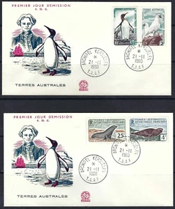 B&D: Terr. Austral y Antártico Francés 1960 Scott 16-19 en FDC (cachets de pingüino) - Imagen 1 de 2