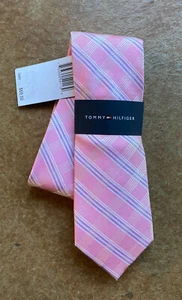 New Tommy Hilfiger Mens Polyester/Silk Blend Neck Tie, Pink Stripes, One Size - Picture 1 of 1