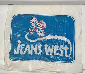 Borsa shopping vintage anni 70 Jeans West bianca blu plastica da collezione Prop USA - Foto 1 di 7