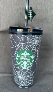Neu mit Etikett Starbucks - 16 Unzen Halloween im Dunkeln leuchtender Spinnennetz Becher mit Aufkleber Packung - Bild 1 von 8