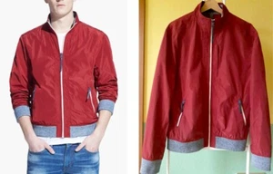 H.E. by Mango Jacke Herren rotwein Metallic übergangjacke Wasserdicht Outdoor L - Bild 1 von 16