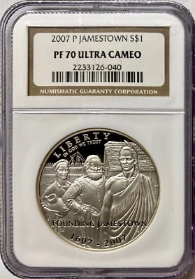 2007 P Jamestown 400th Anniversary Silver Dollar NGC PF-70 UCAM - Image 1 of 4