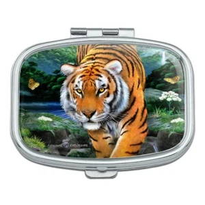 Tiger Stalking at Sunset Butterflies Rectangle Pill Case Trinket Gift Box - Picture 1 of 4
