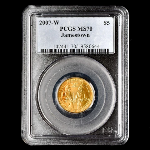 2007-W $5 GOLD COMMEMORATIVE ✪ PCGS MS-70 ✪ JAMESTOWN UNCIRCULATED UNC ◢TRUSTED◣ Cover