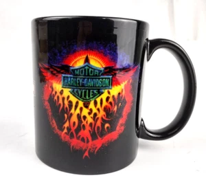 Harley-Davidson Coffee Mug Raised Logo 2002 Vintage Flaming Eagle Motorcycles - Picture 1 of 6