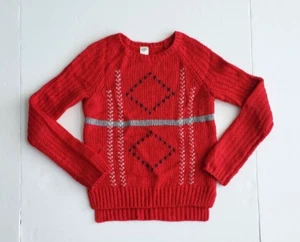 OshKosh B'gosh Girl’s Red Argyle Diamond Pullover Sweater, Size 7 - Picture 1 of 7