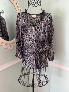 Parker Size S Oversize Flowy Top Animal Print Leopard Silk Blouse Shirt - Picture 1 of 6