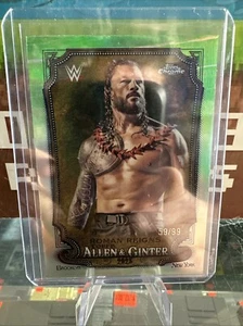 2025 Topps Chrome WWE Roman Reigns Allen & Ginter Green Refractor 59/99 - Picture 1 of 3