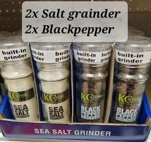 KO Spice Black Pepper &Sea Salt Grinders 4x50g - Picture 1 of 12