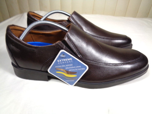 Scarpe eleganti slip on Clarks Extreme Comfort 15770 marroni da uomo taglia 10 5 ~ NUOVE