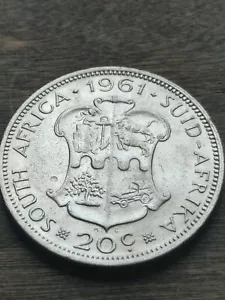 XF 1961 South Africa .800 Silver 20 Cents Nice Finer circulated With Holder - Picture 1 of 9