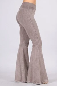 Chatoyant Mineral Wash Seam Detail Bell Bottoms Desert Taupe Small - Picture 1 of 4