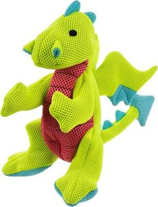 Mesh Dragons Squeaky Plush Dog Toy, Double Chew Guard Technology - Green, Large