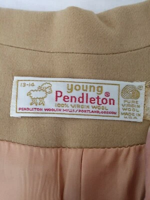 Vtg 70's Young Pendleton Jacket Blazer Women's Junior's 13-14 Wool Camel Color - Image 1 of 4