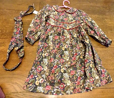 Vestido Floral Modesto Cuello Peter Pan Arco A Juego De Colección Años 90 Muñeca My Twinn Talla 4 Usado en Excelente Condición Foto 1 de 4