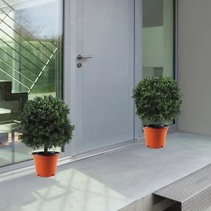 2pcs 16'' Artificial Ball Bushes Potted Plants Artificial Potted Shrubs Decor - Picture 1 of 7