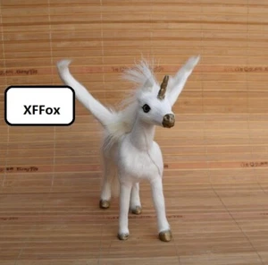 Simulation weißes Pferd Modell Kunststoff & Pelze Flügel Einhorn Puppe Geschenk ca. 14x15cm - Bild 1 von 3