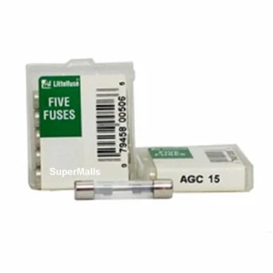 1 PACK OF 5 FUSES - LITTELFUSE AGC-15 FUSES FREE SHIPPING - Picture 1 of 1