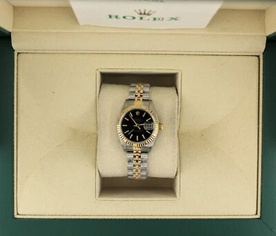 Rolex Datejust 69173 1998 damas esfera negra TT 18kt Jubilee con papeles 26 mm Foto 1 de 4