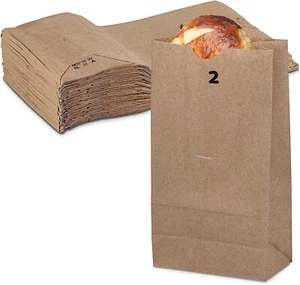 MT Products Extra Small Brown Paper Bags - 2 lb Paper Lunch Bags - Pack of 200 - Picture 1 of 9