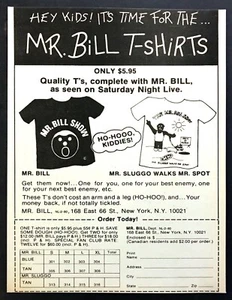 1980 Mr. Bill Show Sluggo T-Shirt art SNL Saturday Night Live vintage print ad - Picture 1 of 1