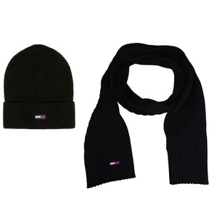 Tommy Hilfiger Damen Mütze Schal SET Schwarz Beanie and Scarf - Bild 1 von 2