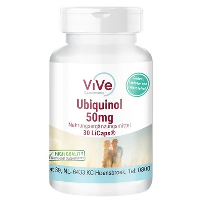 Ubiquinol 50mg - Aktive Form von Co-Enzym Q10 - 30 LiCaps®- ViVe Supplements