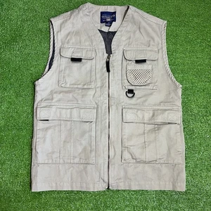 Vintage Faded Glory Safari Fotografie Angeln Weste klein grün durchgehender Reißverschluss gefüttert - Bild 1 von 6