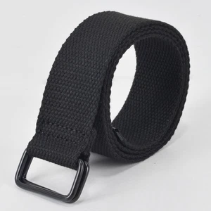 Free Punch Canvas Belt Double Ring Buckle Buckle Belt Fashion Pants Belt Men's - Picture 1 of 14