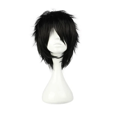 Emo de cabello sintético esponjoso puntiagudo cosplay negro corto Foto 1 de 4