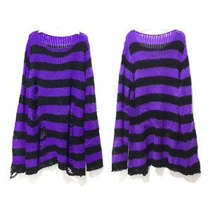 Neu Streetwear Top Punk Gothic Long Unisex Pullover Sommer Damen gestreift cool hol - Bild 1 von 24