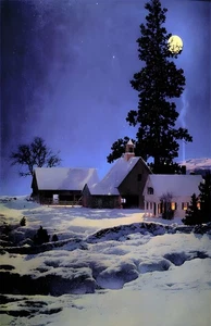 Moonlight Night"Maxfield Parrish Canvas Wall Art Picture Print - Picture 1 of 6