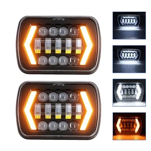 Par de faros LED ámbar de haz alto/bajo DRL para Jeep Cherokee 1979-2001 7x6 5x7 - Imagen 1 de 10