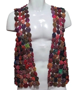 Chaleco de Seda Tailandés Vintage Para Mujer Talla Libre YoYo Roseta Abierto Multicolor Bohemio - Imagen 1 de 8